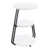 26 Inch Side End Table, 3 Tier Design, Black Metal Frame, White Finish