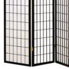 4 Panel Foldable Wooden Frame Room Divider with Grid Design, Black