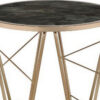 End Table with Glass Top and Geometric Frame, Black and Gold
