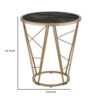 End Table with Glass Top and Geometric Frame, Black and Gold