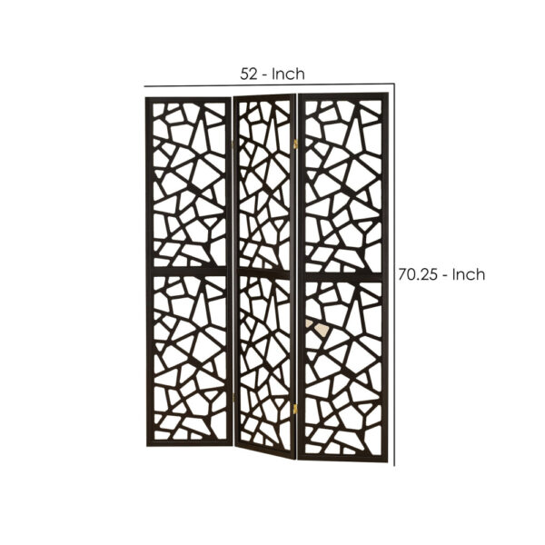 Intricate Mosaic Cutouts Folding Screen, Black