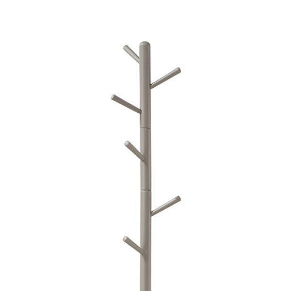 Free Standing Wooden Coat Rack with Six Hooks and Tripod Base, Gray
