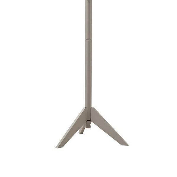 Free Standing Wooden Coat Rack with Six Hooks and Tripod Base, Gray