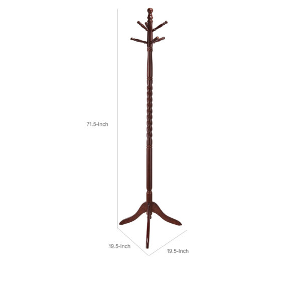 Traditional Style Coat Rack, Merlot Brown