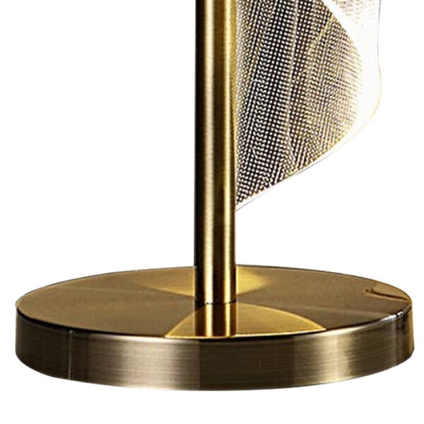Melly 19 Inch Table Lamp, LED Swirl Ribbon Design, Acrylic, Antique Brass