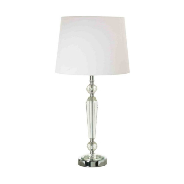 24 Inch Table Lamp Set of 2 with Glass Stands, Metal Base, Clear Finish
