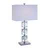 28 Inch Table Lamp, Crystal Stand, White Rectangular Shade, Metal, Clear