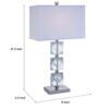 28 Inch Table Lamp, Crystal Stand, White Rectangular Shade, Metal, Clear