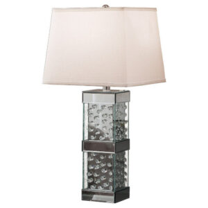 26 Inch Table Lamp, Empire Shade, Crystal Glass Stand, Clear Finish