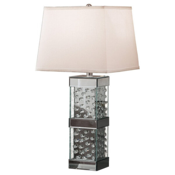 26 Inch Table Lamp, Empire Shade, Crystal Glass Stand, Clear Finish