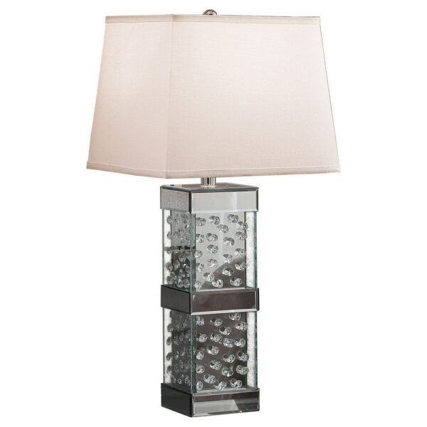26 Inch Table Lamp, Empire Shade, Crystal Glass Stand, Clear Finish