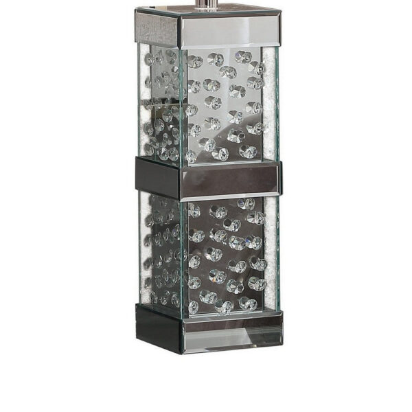 26 Inch Table Lamp, Empire Shade, Crystal Glass Stand, Clear Finish