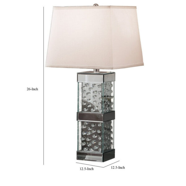 26 Inch Table Lamp, Empire Shade, Crystal Glass Stand, Clear Finish
