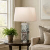 26 Inch Table Lamp, Empire Shade, Crystal Glass Stand, Clear Finish