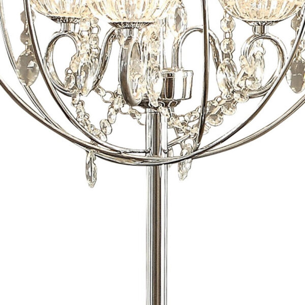 Shine 31 Inch Table Lamp, Chandelier Style, Crystal and Metal, Chrome