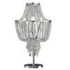 Cara 27 Inch Table Lamp, Hanging Drop Design, Crystal and Metal, Chrome