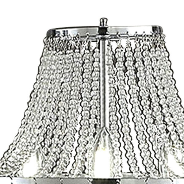 Cara 27 Inch Table Lamp, Hanging Drop Design, Crystal and Metal, Chrome