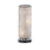 16 Inch Table Lamp, Crystal Cylinder Shade, Metal Mesh, Antique Bronze