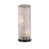 16 Inch Table Lamp, Crystal Cylinder Shade, Metal Mesh, Antique Bronze