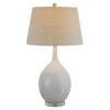 32 Inch Table Lamp, Empire Shade, Ceramic Stand, Crackle White Finish