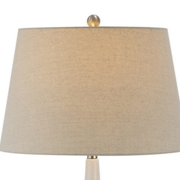 32 Inch Table Lamp, Empire Shade, Ceramic Stand, Crackle White Finish