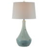 28 Inch Table Lamp with Clean Lines, Empire Shade, Ceramic, Teal Blue
