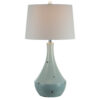 28 Inch Table Lamp with Clean Lines, Empire Shade, Ceramic, Teal Blue