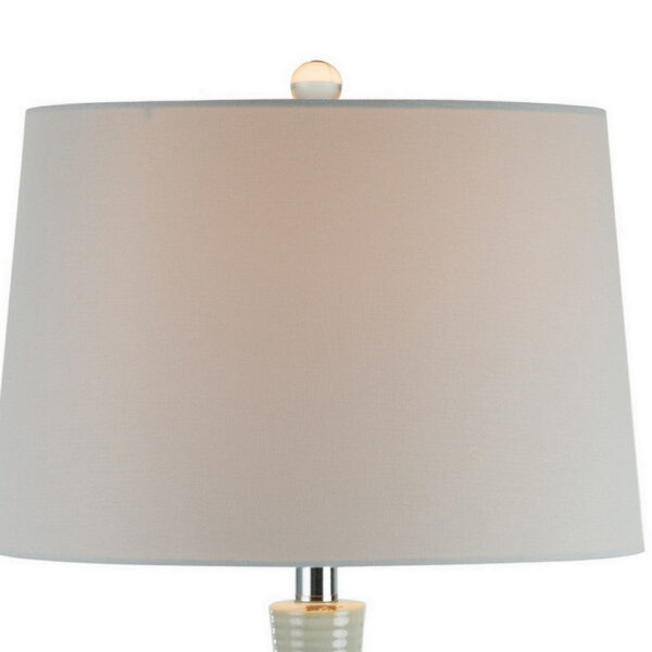 28 Inch Table Lamp with Clean Lines, Empire Shade, Ceramic, Teal Blue