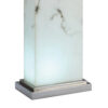 29 Inch Table Lamp, White Marble Stand, Rectangular Shade, Metal Base