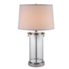 Axie 28 Inch Table Lamp, Glass Stand, Empire Shade, Metal, Nickel Finish