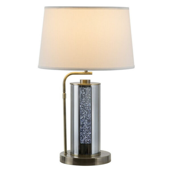 29 Inch Table Lamp with LED Night Light Stand, Glass, Antique Brass