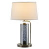 29 Inch Table Lamp with LED Night Light Stand, Glass, Antique Brass