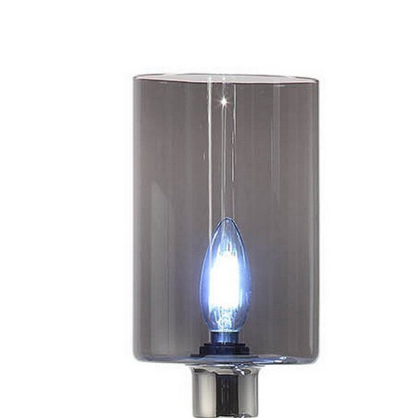 29 Inch Table Lamp with Dual Gray Shade, Glass and Metal, Nickel Finish