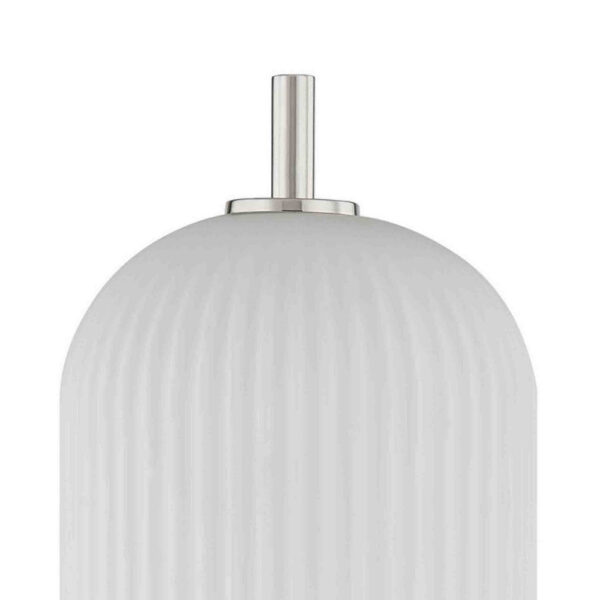 Aimy 27 Inch Table Lamp, LED Glass Shade, Metal, Chrome and White Finish