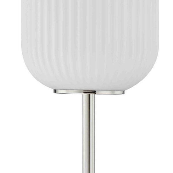 Aimy 27 Inch Table Lamp, LED Glass Shade, Metal, Chrome and White Finish