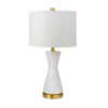 Elma 24 Inch Table Lamp Set of 2, Hourglass Stand, Gold Trim, Glass, White