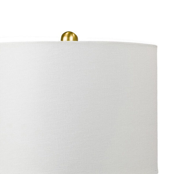 Elma 24 Inch Table Lamp Set of 2, Hourglass Stand, Gold Trim, Glass, White