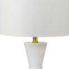 Elma 24 Inch Table Lamp Set of 2, Hourglass Stand, Gold Trim, Glass, White