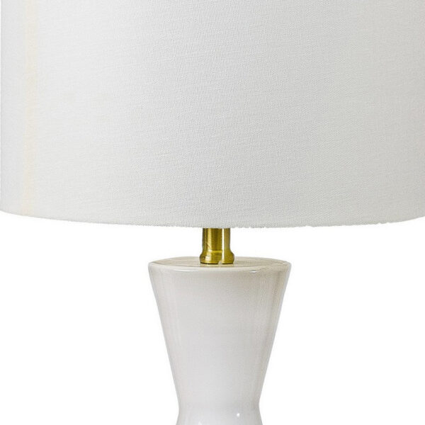 Elma 24 Inch Table Lamp Set of 2, Hourglass Stand, Gold Trim, Glass, White