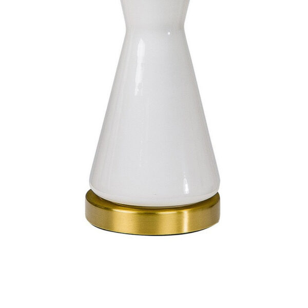 Elma 24 Inch Table Lamp Set of 2, Hourglass Stand, Gold Trim, Glass, White