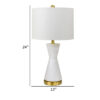 Elma 24 Inch Table Lamp Set of 2, Hourglass Stand, Gold Trim, Glass, White
