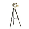 55 Inch Floor Lamp with Tripod Legs, Spotlight Design, Wood, Black Finish