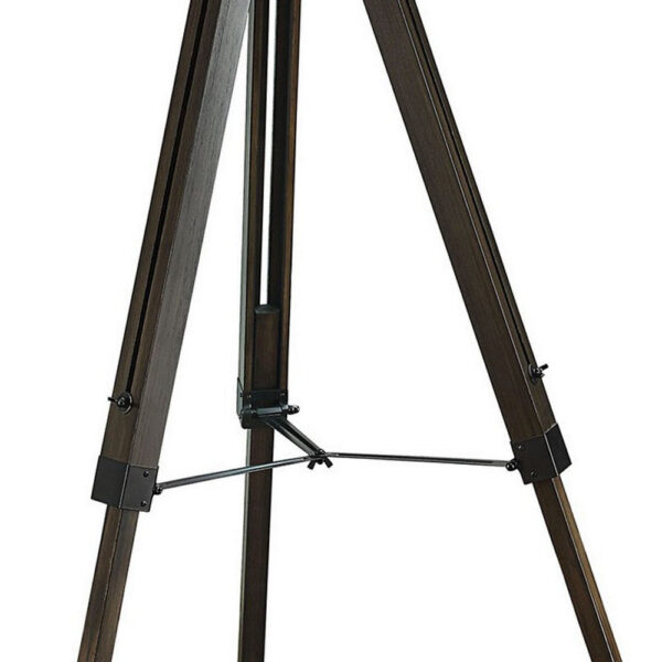 55 Inch Floor Lamp with Tripod Legs, Spotlight Design, Wood, Black Finish