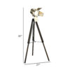 55 Inch Floor Lamp with Tripod Legs, Spotlight Design, Wood, Black Finish