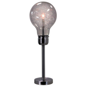 Febe 26 Inch Table Lamp, Large Bulb Shade, Glass, Metal, Black Nickel