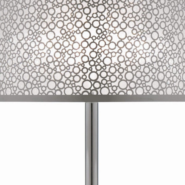 27 Inch Table Lamp with Metal and Fabric Shade, Sleek Chrome Finish
