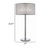 27 Inch Table Lamp with Metal and Fabric Shade, Sleek Chrome Finish