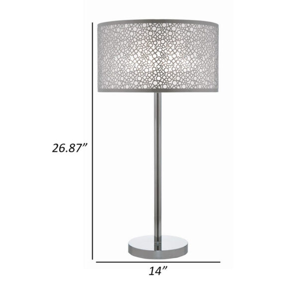 27 Inch Table Lamp with Metal and Fabric Shade, Sleek Chrome Finish