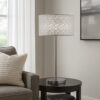 27 Inch Table Lamp with Metal and Fabric Shade, Sleek Chrome Finish