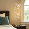 29 Inch Table Lamp, LED Pinwheel Shades, Metal, Acrylic, Sand Chrome